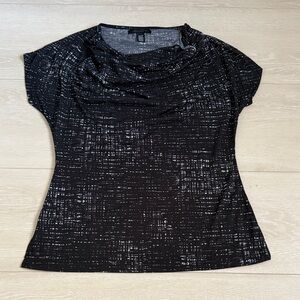 Kenneth Cole Black and White Cowl Neck Blouse